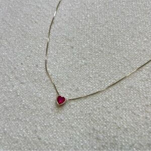 Sterling Silver Heart Ruby Gemstone Pendant Necklace